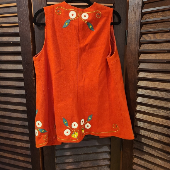 Vintage Orange Floral Embroidered Vest - Picture 4 of 4